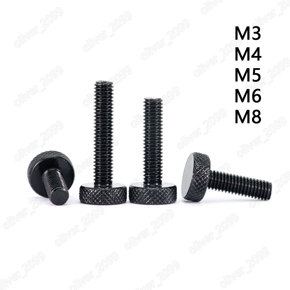 Dacromet Black Iron Knurled Thumb Screws Round Large Flat Head M3 M4 M5 M6 M8