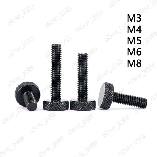 Dacromet Black Iron Knurled Thumb Screws Round Large Flat Head M3 M4 M5 M6 M8