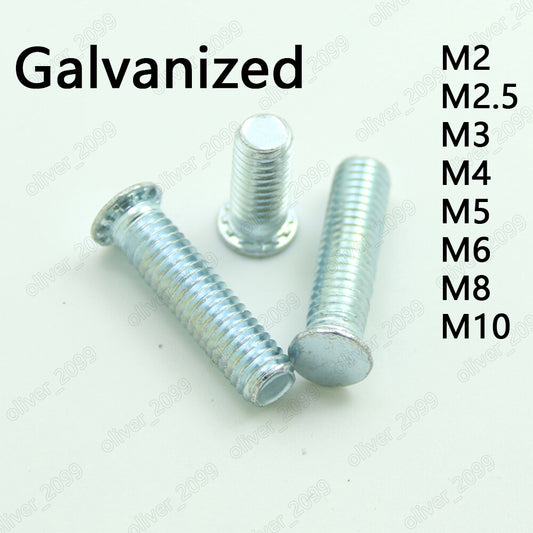 Galvanized Steel Pressure Riveting Flat Head Screws Bolts M2 M3 M4 M5 M6 M8 M10