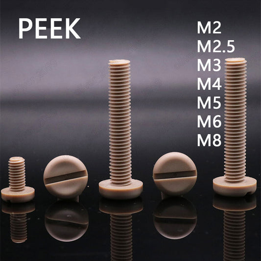 PEEK Plastic Slotted Pan Head Screws M2 M2.5 M3 M4 M5 M6 M8