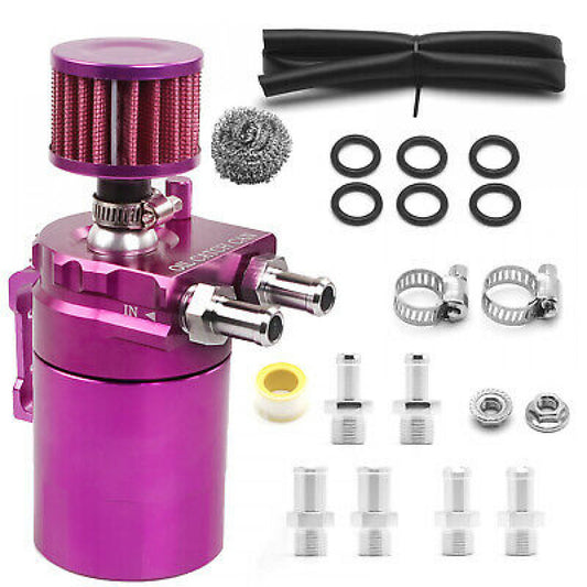 ya 27 6.21 Aluminum Purple 300ML Oil Catch Can Kit Reservoir Tank Universal Breather
