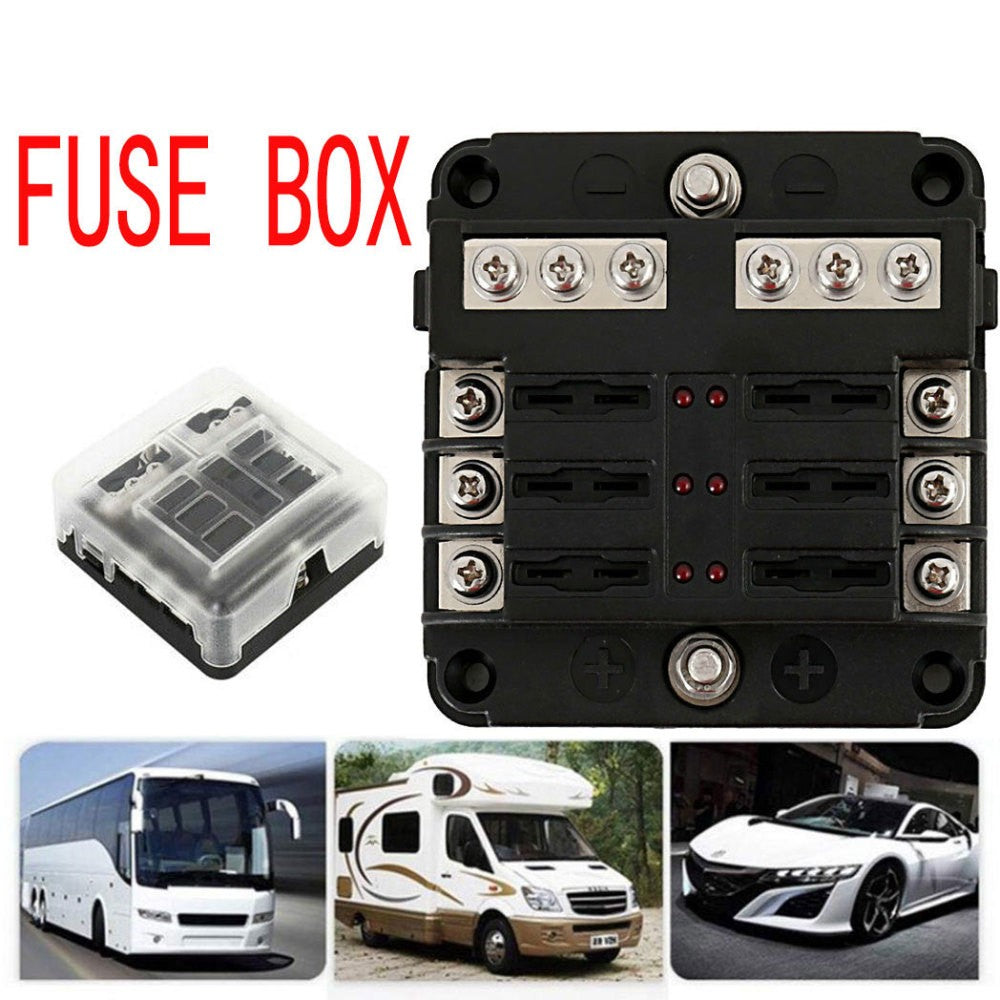 ya 5 8.7 Universal 6 Way Fuse Box Block Fuse Holder Box Car Vehicle Circuit Automotive