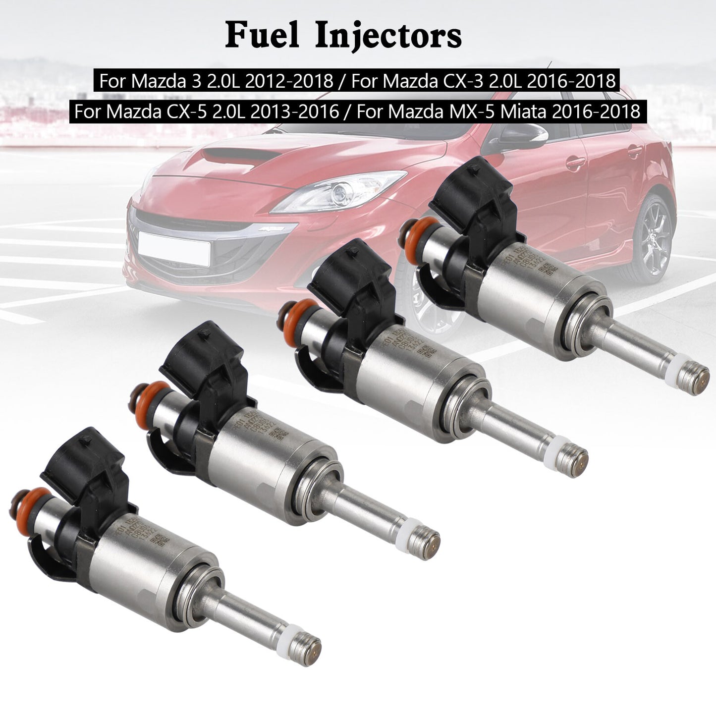 ya 1 8.5.2 4PCS Fuel Injectors PE01-13-250C for Mazda 3 CX-3 CX-5 2.0 2012-18 PE01-13250B
