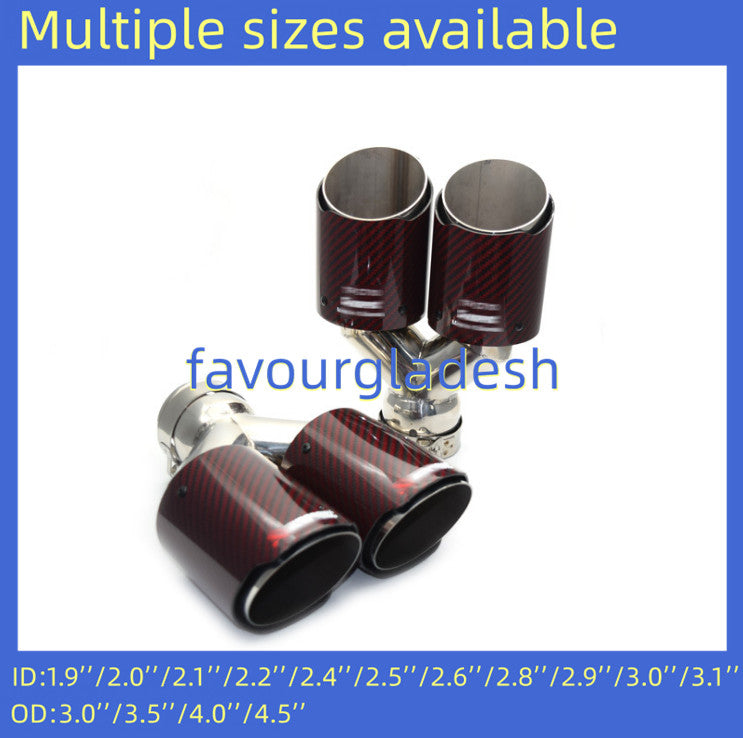 ya 4 6.17.2 2PCS Akrapovic Glossy Red Carbon Fiber Tip Dual Pipes OD:76 89 101 114mm