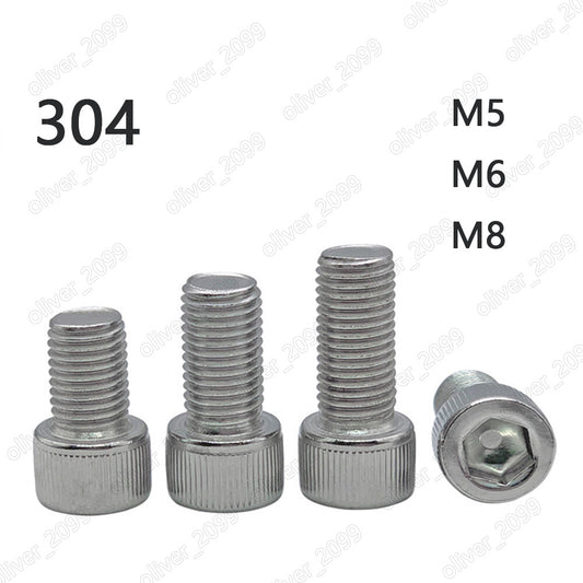304 Stainless Steel DIN912 Hex Socket Bolts Cap Head Screws M5 M6 M8