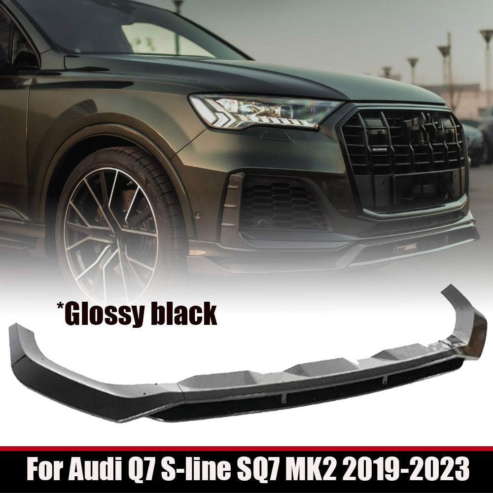 ya 4 6.17 GT Style Front Bumper Lip Kits for Audi Q7 S-line SQ7 MK2 2019-2023 Glossy Black