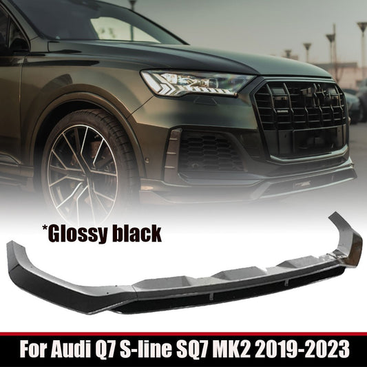 ya 4 6.17 GT Style Front Bumper Lip Kits for Audi Q7 S-line SQ7 MK2 2019-2023 Glossy Black