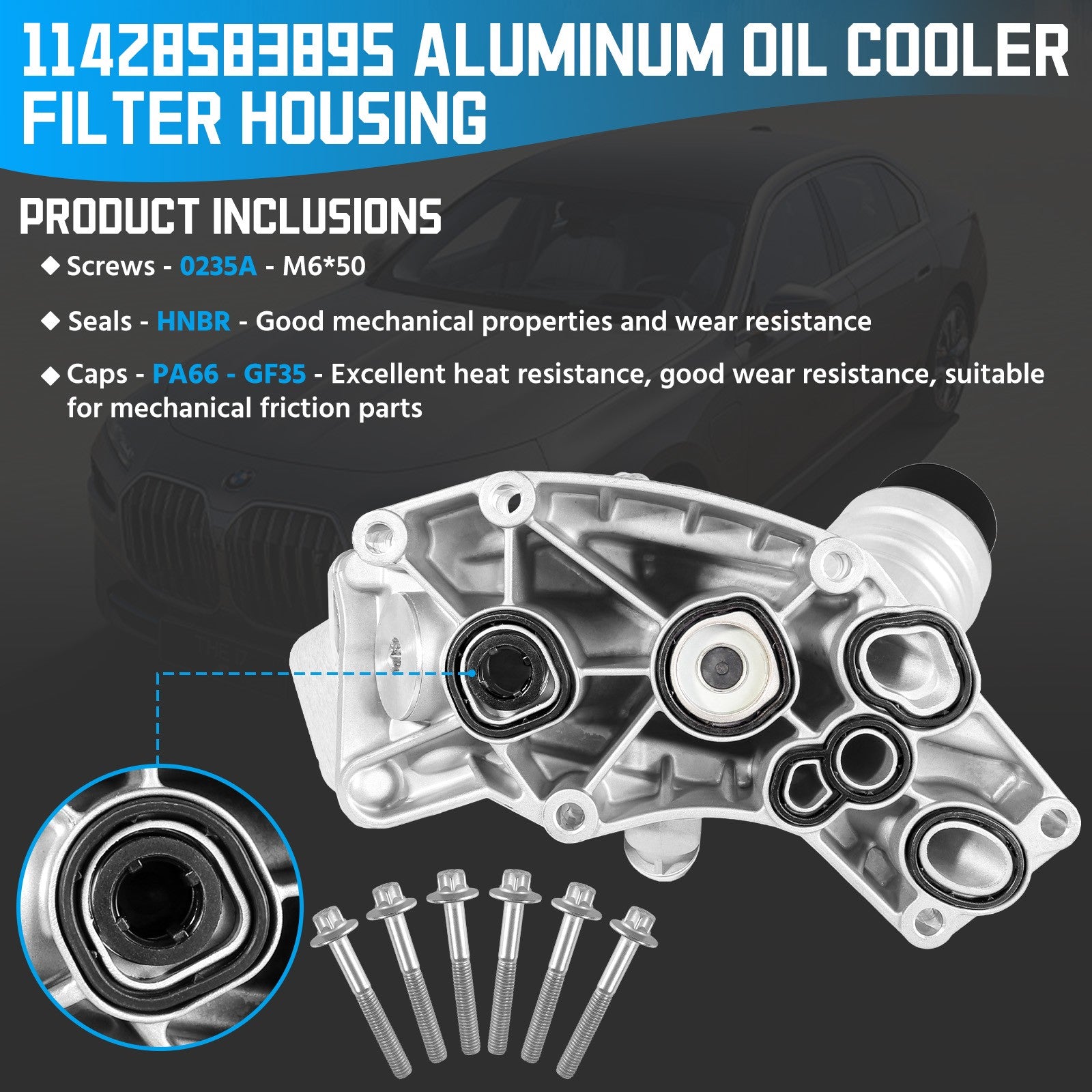 ya 5 8.7 Aluminum oil filter assembly Engine Oil Cooler Housing for B58 3.0L Turbocharged