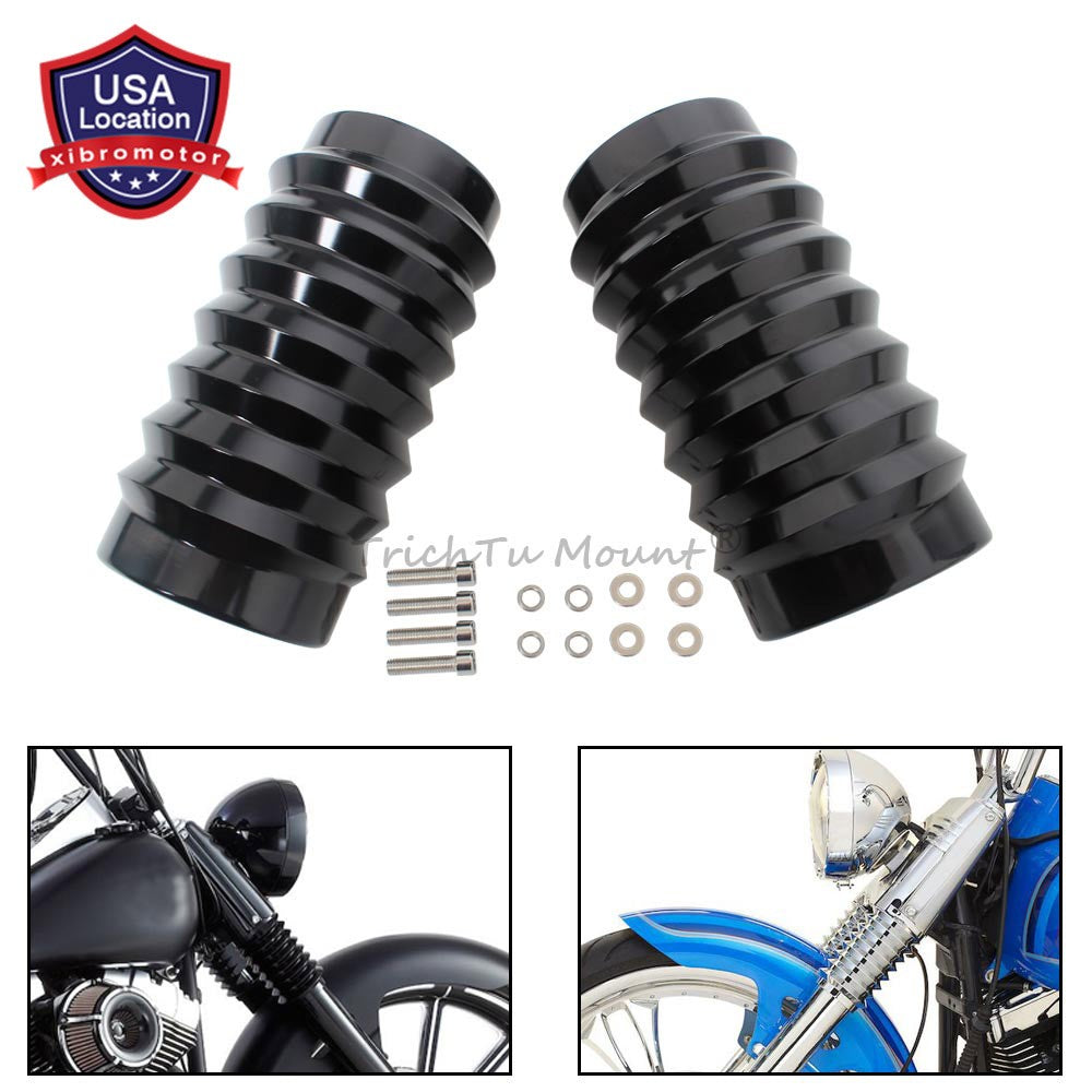 ya 4 6.17.2 2x Metal Black Upper Fork Boot Slider Cover for Harley Heritage Softail Fat Boy