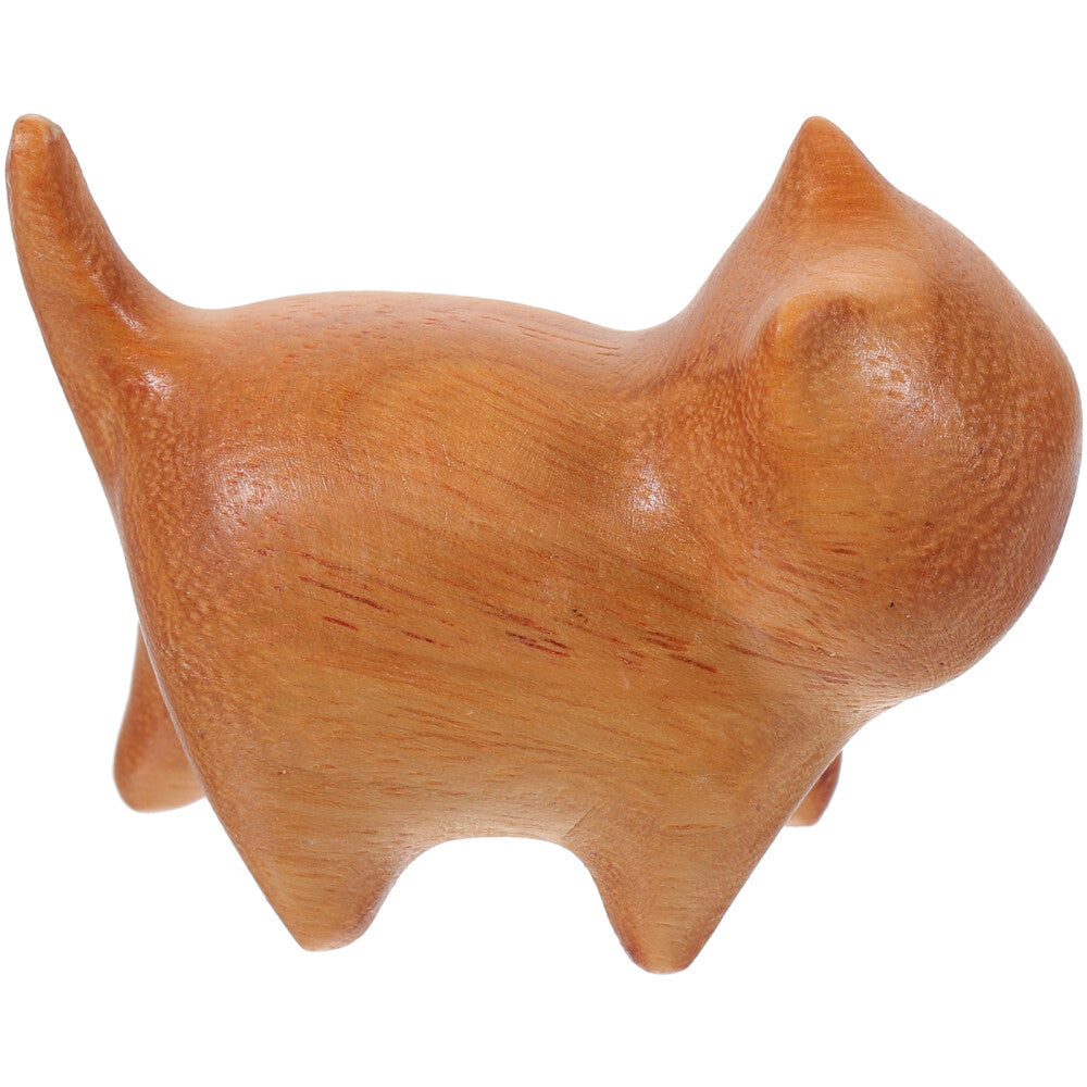 ya 14 Wood Cat Statue Small Hand Carved Kitten Figurine Cute Animal Sculpture Decor