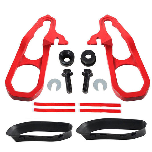 ya 2 6.26.2 Front LH & RH Red Tow Hooks w/ Hardware for 2019-2022 for Ram 1500 DT Heavy Duty