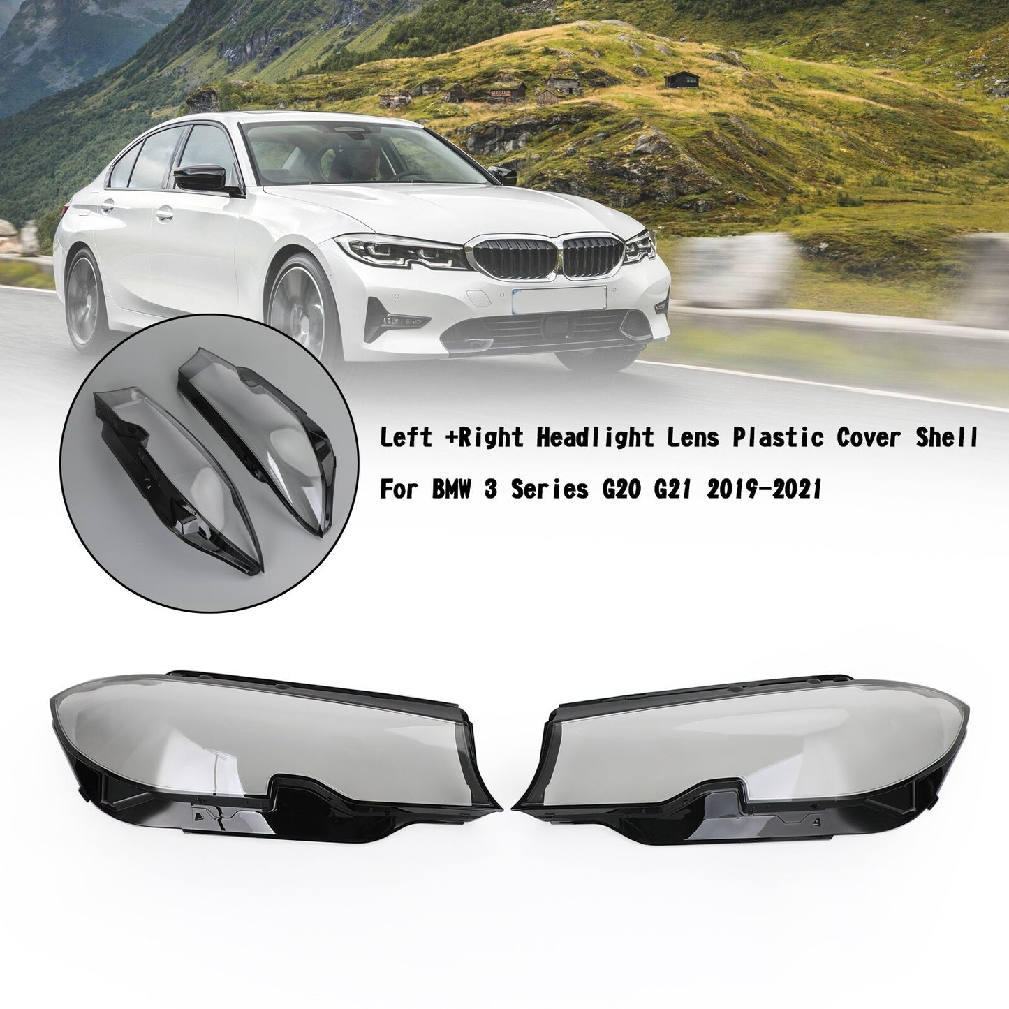 ya 1 8.5.1 Left +Right Headlight Lens Plastic Cover Shell For 3 G20 G21 19-21