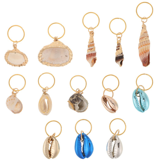 ya 14 13PCS Hair Jewelry Rings Decorations Pendants Hair Braid Rings DIY Shell Charms