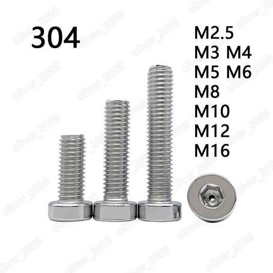 304 Stainless Steel Hexagon Socket Head Hollow Screws With Low Head M2.5-M16
