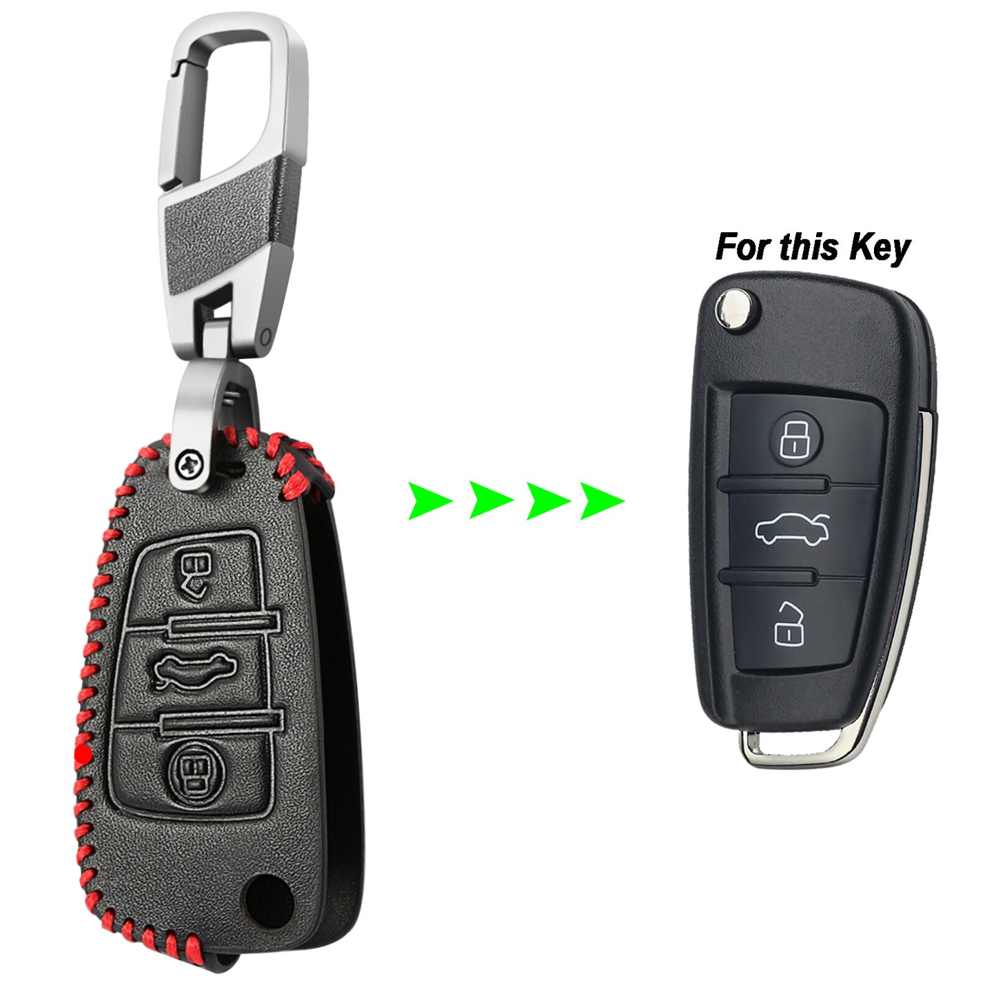ya 5 8.7 Leather Remote Flip Key Fob Case Cover for Audi A1 A3 A4 A6 A7 A8 TT Q5 Q7 S3 S4