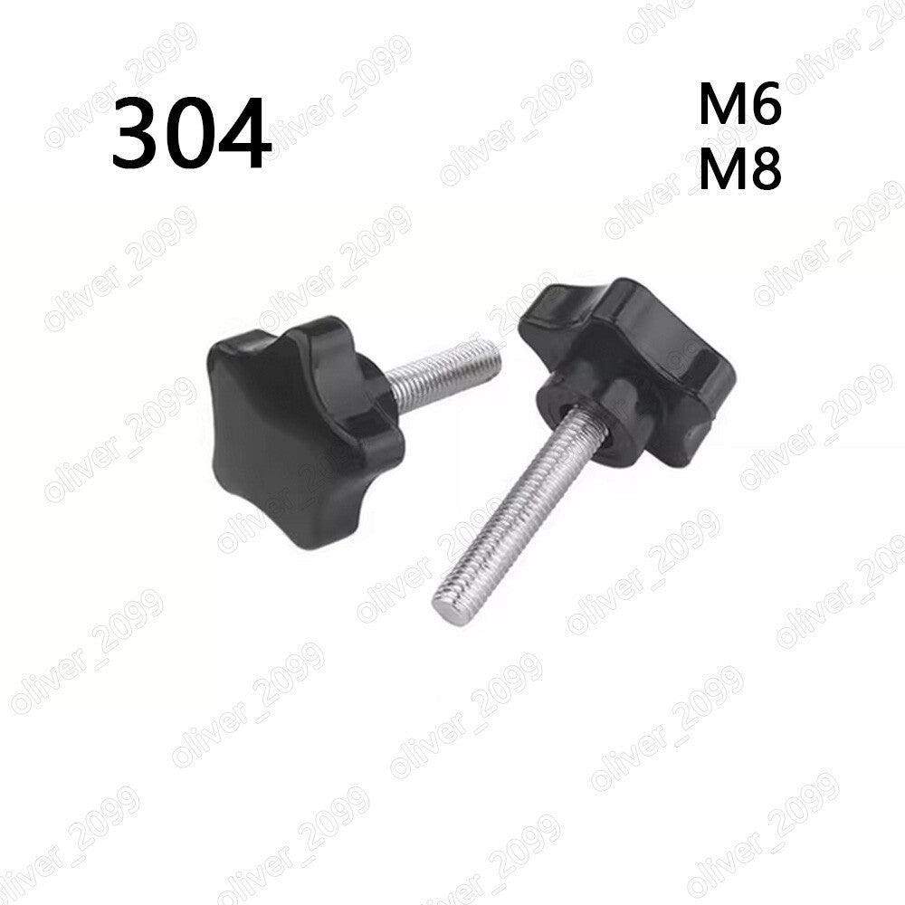 304 Stainless Steel Plastic Five Point Star Hand Knob Tightening Screws M6 M8