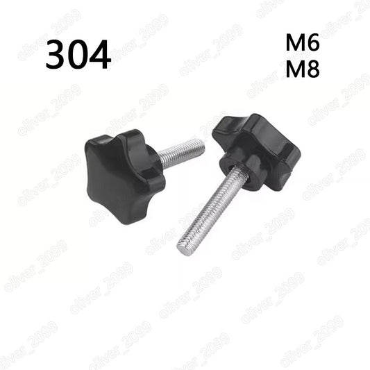304 Stainless Steel Plastic Five Point Star Hand Knob Tightening Screws M6 M8