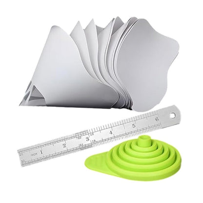 ya 14 Paper Paint Filters Silicone Funnel Metal Ruler with Clear Scale for DIY Project