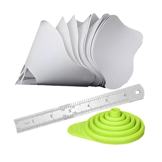 ya 14 Paper Paint Filters Silicone Funnel Metal Ruler with Clear Scale for DIY Project
