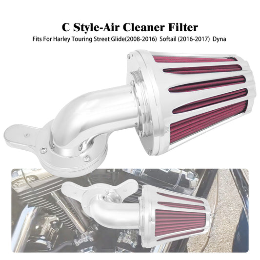 ya 8 5.26 Chrome Cone Air Filter Red Intake for Harley Touring Road Electra Glide 08-2016