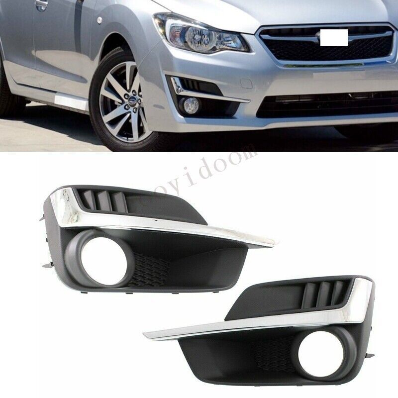 ya 4 6.21 Pair For Impreza 2015 2016 Front Fog Lamp Cover Bezel with Chrome LH&RH