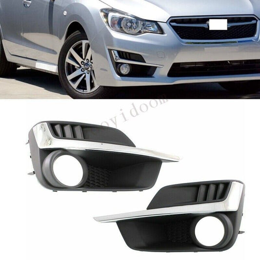 ya 4 6.21 Pair For Impreza 2015 2016 Front Fog Lamp Cover Bezel with Chrome LH&RH