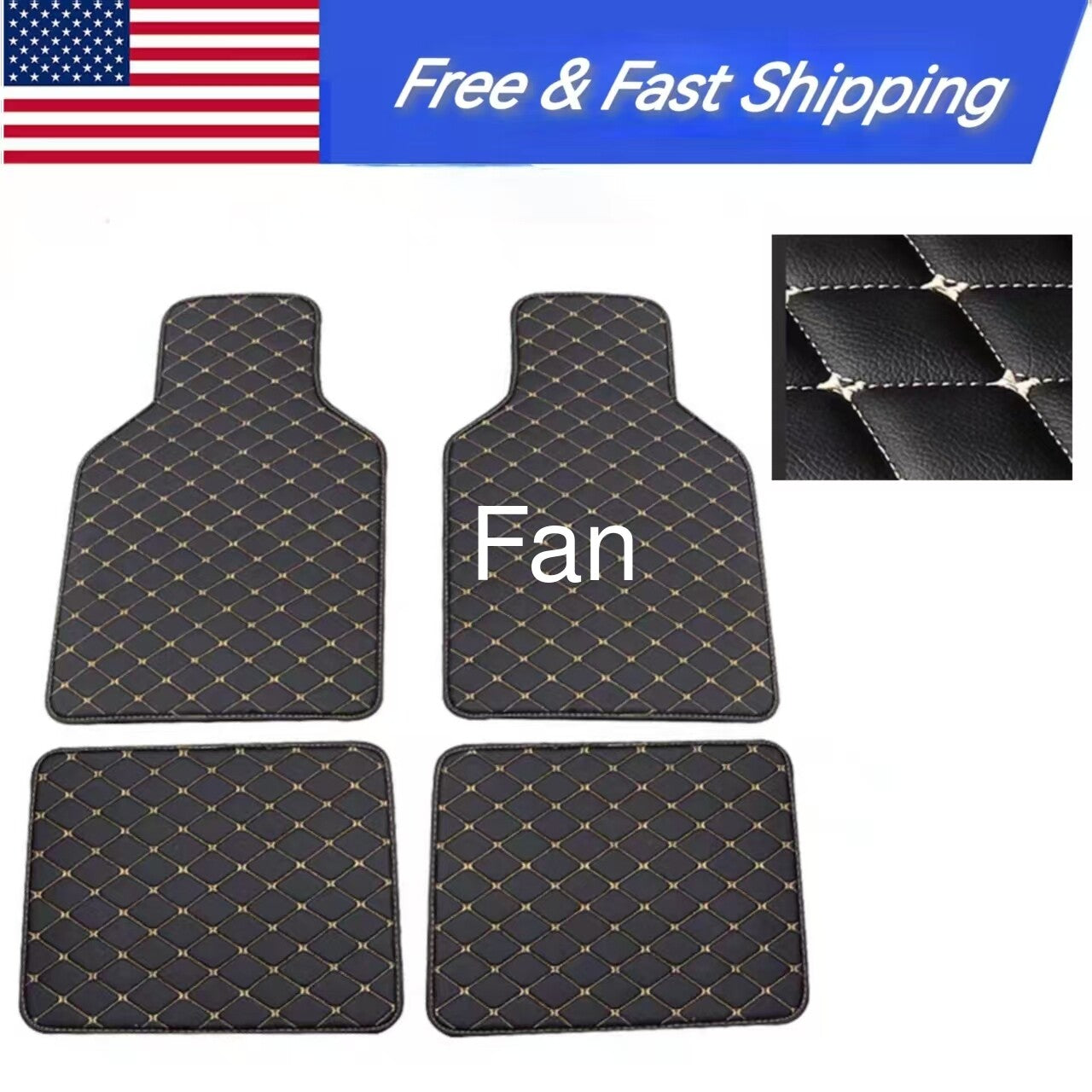 ya 7 6.10.3 4Pcs PU Leather Car Floor Mats Front Rear Liner Weather Set Car Accessories f