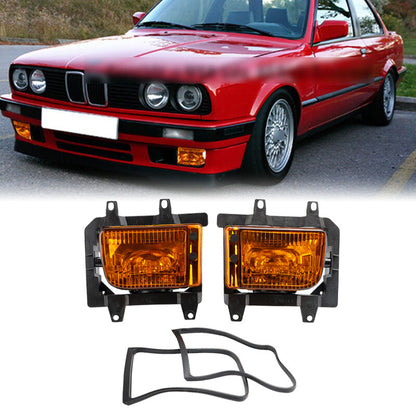 ya 1 8.12 baidi Front Bumper Yellow Fog Lights Plastic Lens Kit For 85~93 E30 3- Sedan
