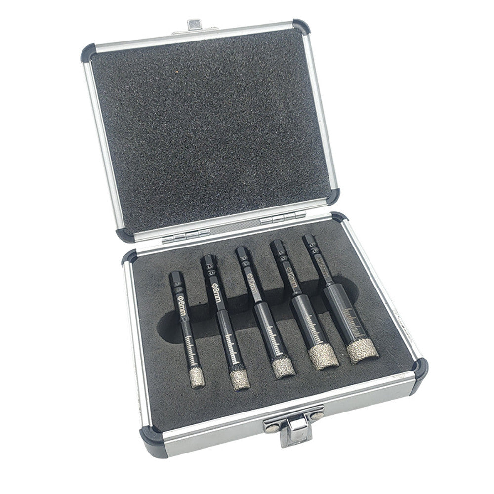 ya 25 5Pcs Brazed Diamond Drilling Bits 6/8/10/12/14MM Hole Opener with Aluminum Box