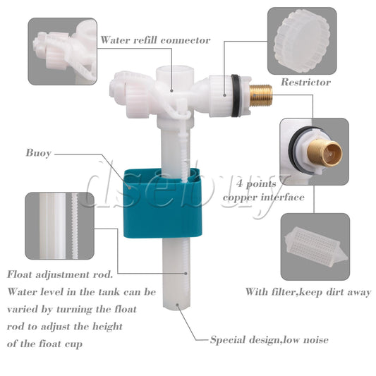 ya 14 Copper Thread Side Entry Fill Inlet Valve Toilet Cistern Parts Replacement