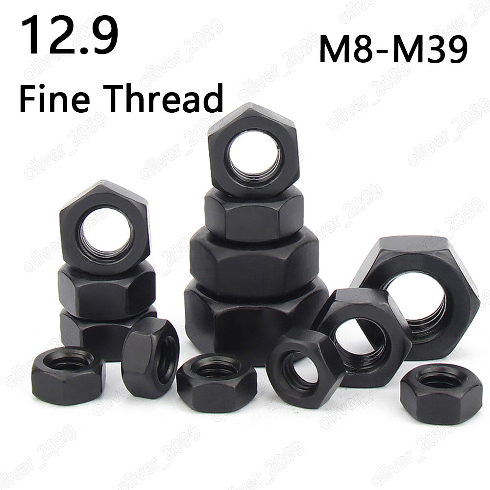 Fine Thread Black 12.9 Steel DIN934 Hexagon Nuts Hex Nuts M8 M10 M12 M14 M16-M39