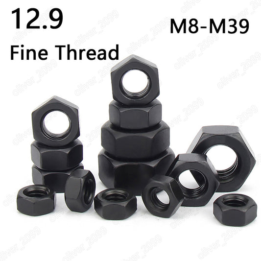 Fine Thread Black 12.9 Steel DIN934 Hexagon Nuts Hex Nuts M8 M10 M12 M14 M16-M39