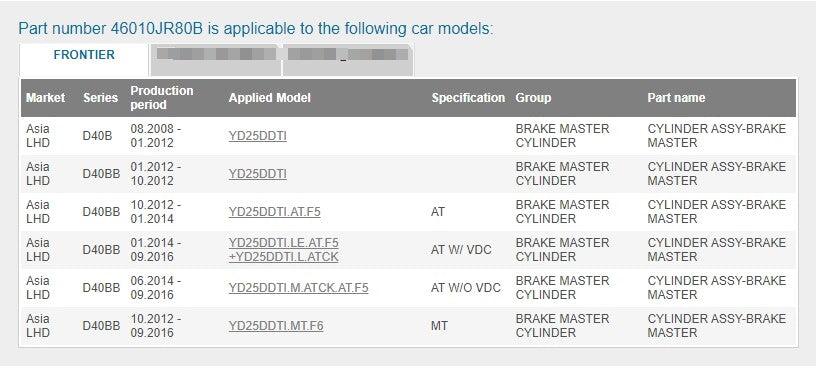 ya 5 8.7 A/T Brake Master Cylinder Assy for Nissan Frontier Navara D40 2007- 46010-JR80B