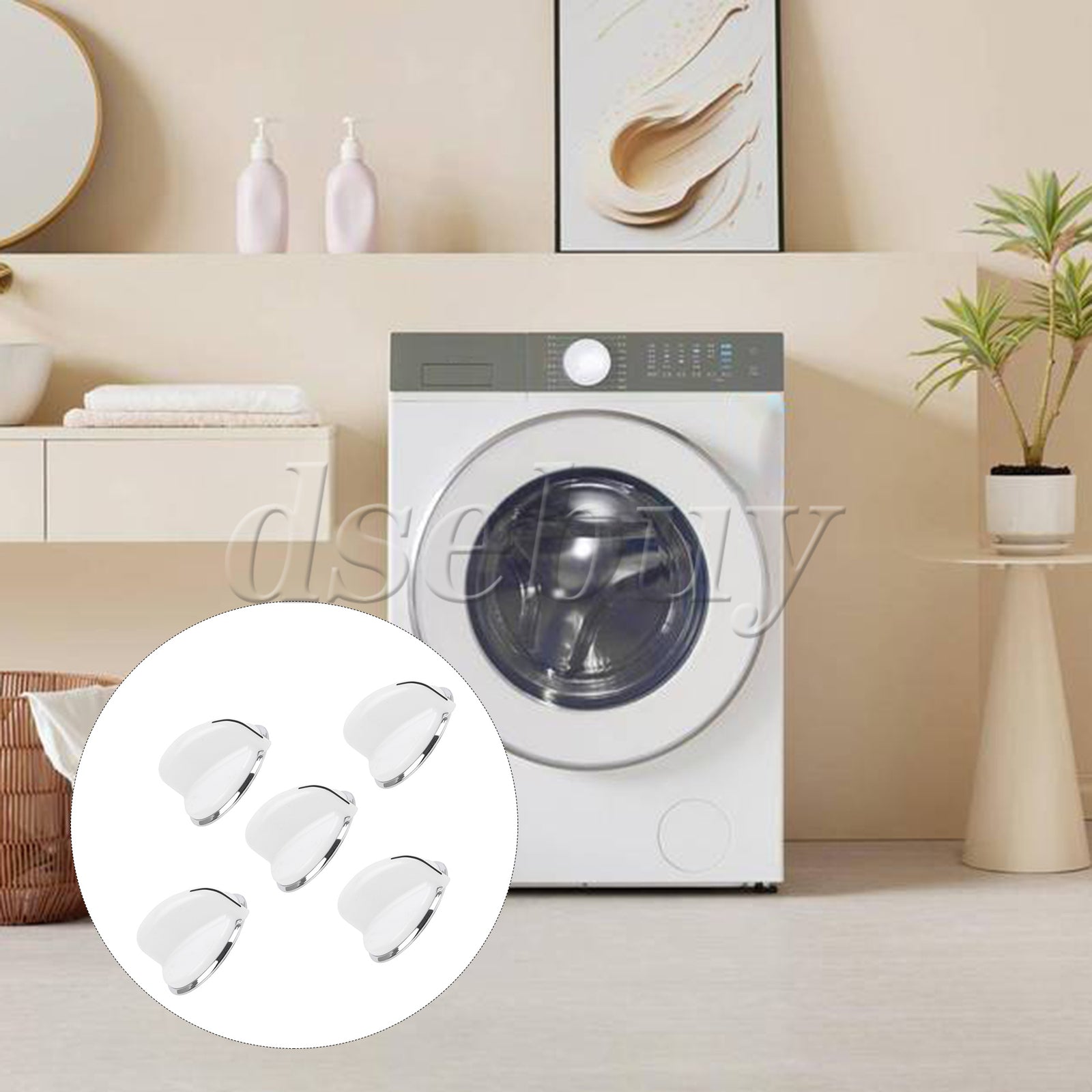 ya 26 5 Pieces Plastic Time Control Knobs for Dryer Replacement for AP5805162 White