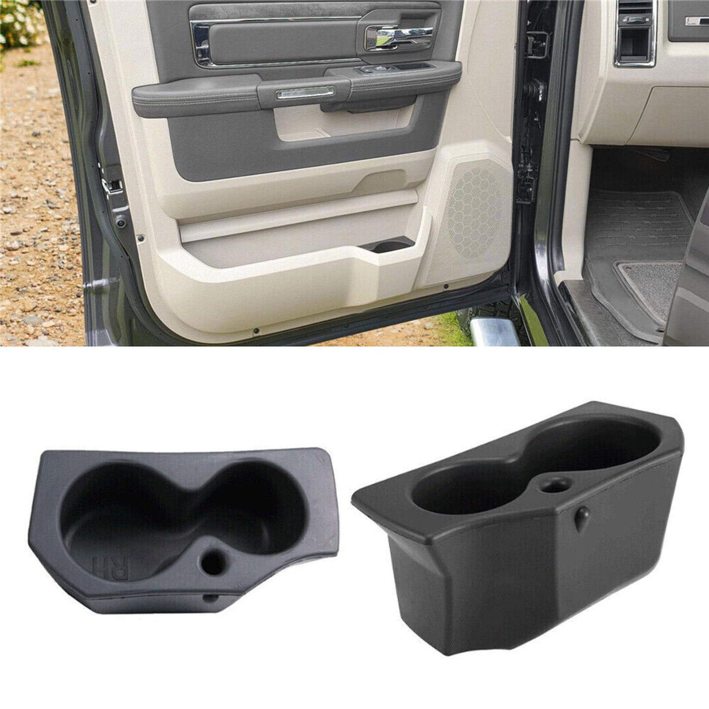 ya 4 6.21 1-Pack Left and Right Door Panel Cup Holder Inserts for Dodge for Ram 1500-5500 5NN24XXXAA