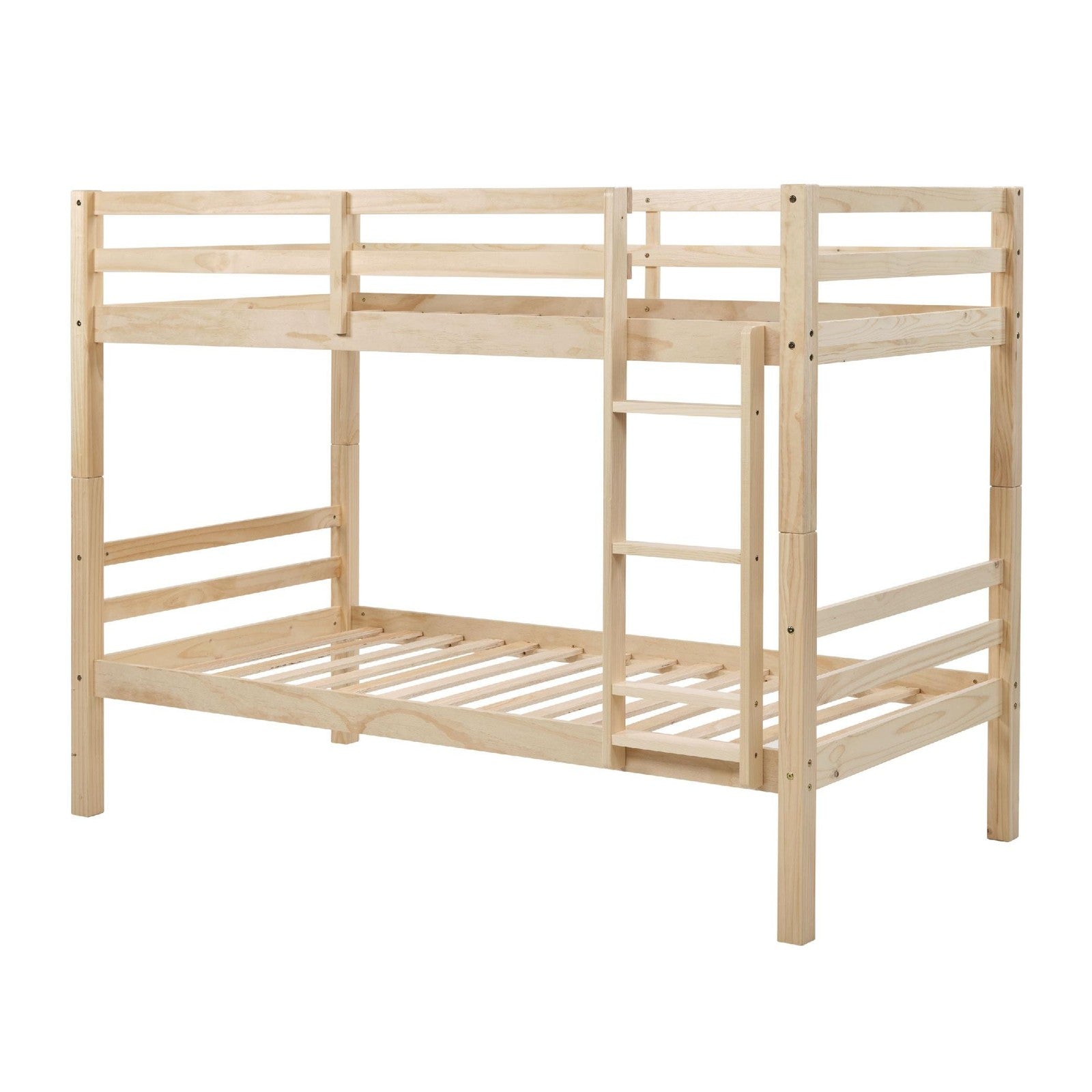 ya 28 Wooden Bunk Bed Twin Over Twin Bunk Bed Natural W/ Thick Posts & Guardrail