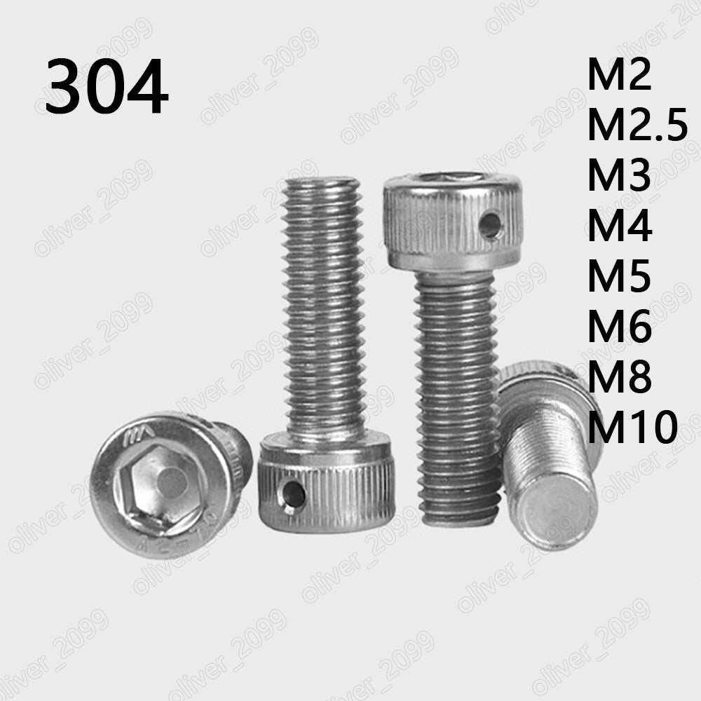 304 Stainless Steel Hex Socket Cap Head Screws With Hole On Head M2 M3 M4 M5-M10