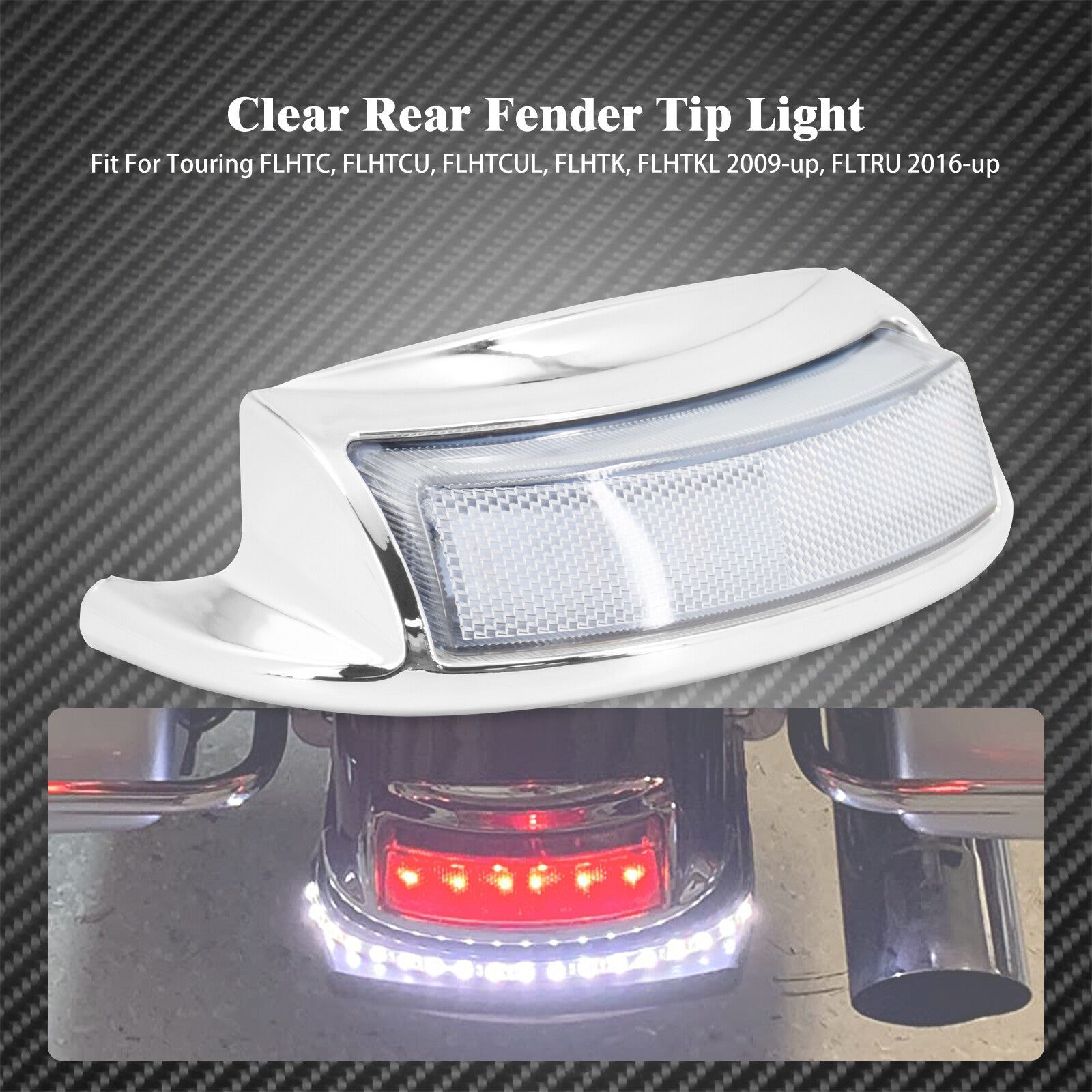 ya 5 6.16.2 Rear Fender Clear Len Tip Light Fit for Harley Touring Electra Glide 2016-2023