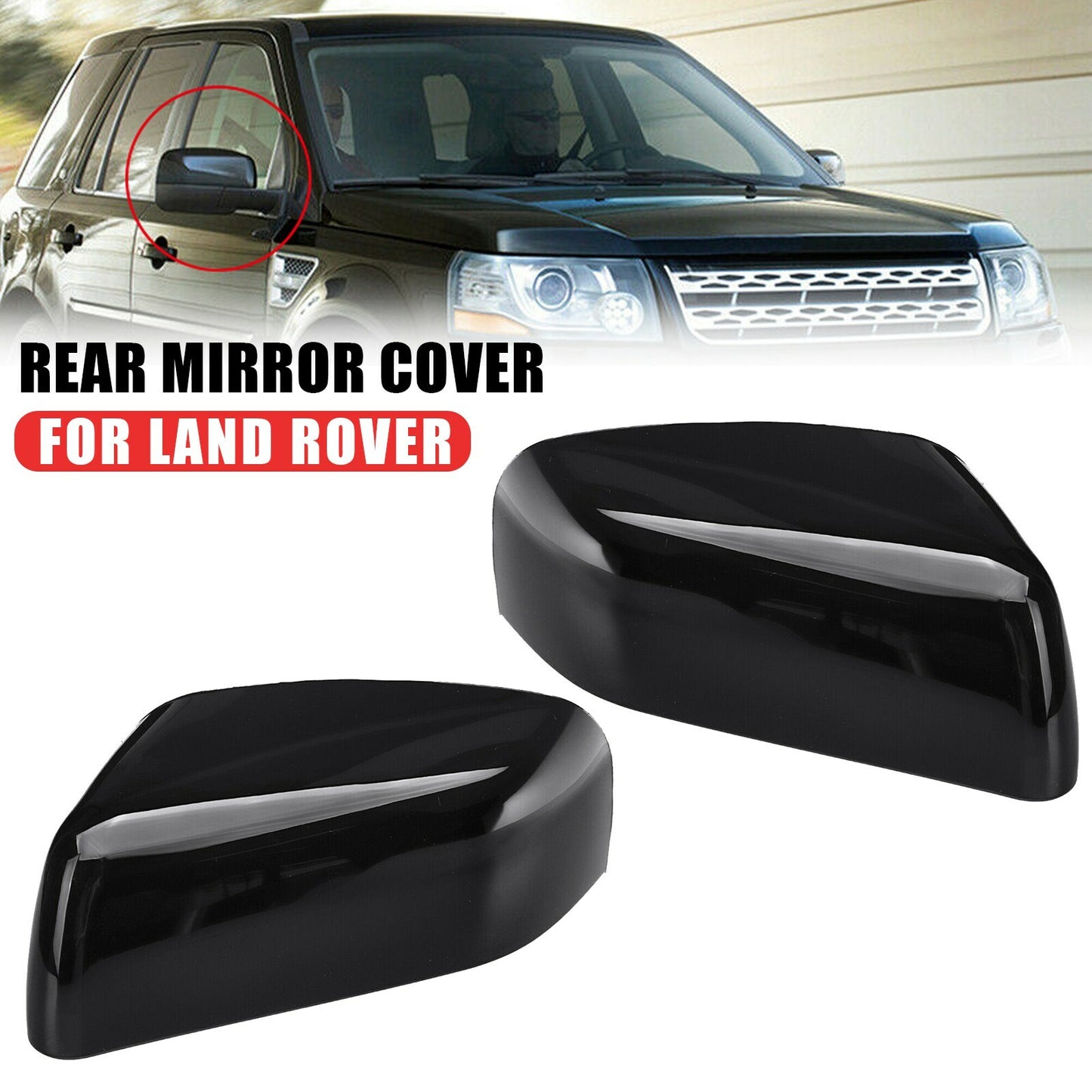 ya 1 8.5.3 2Pcs Left & Right Side Mirror Cover Cap fit for Land Rover LR2 LR4 2010-2014 AT