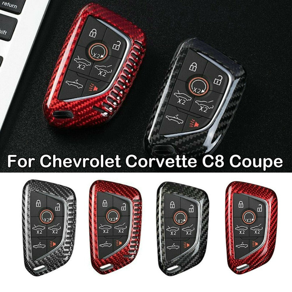 ya 10 5.28 Carbon Fiber Car Remote Key Shell Case for Chevrolet for Corvette C8 Coupe