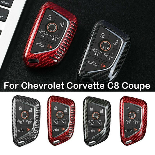 ya 10 5.28 Carbon Fiber Car Remote Key Shell Case for Chevrolet for Corvette C8 Coupe