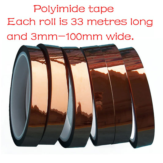 Kapton Polyimide Tape Heat Resistant Adhesive Insulation 3 - 100mm Wide 33M/roll
