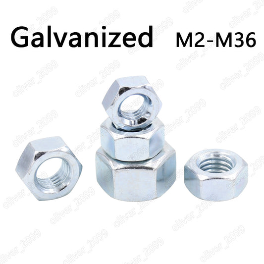 Galvanized Steel Hexagon Nuts M2 M2.5 M3 M4 M5 M6 M8 M10 M12 M16 M18 M20 M22-M36