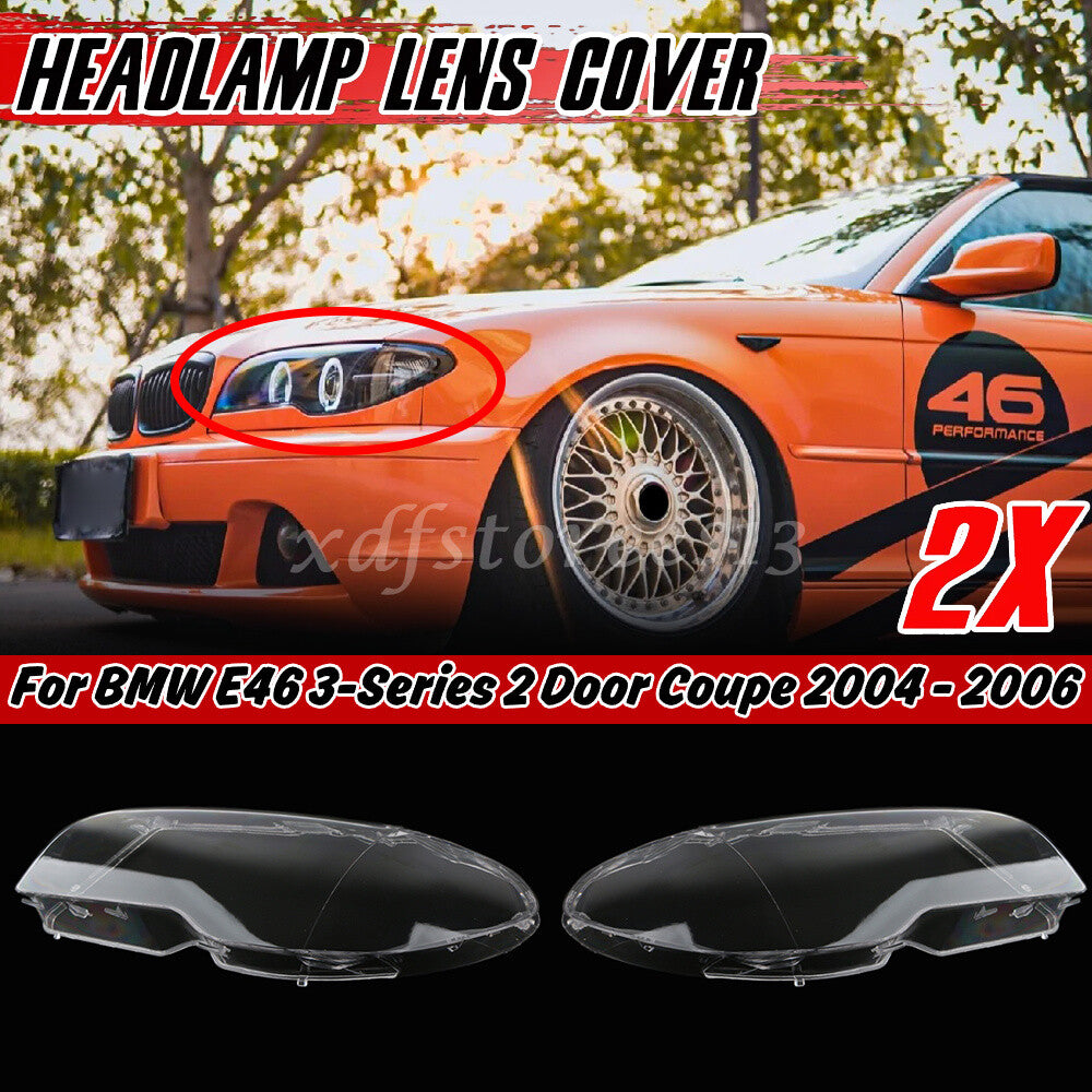 ya 13 5.27.2 Pair Headlight Headlamp Cover Lens For 2004-2006 for BMW E46 2DR Coupe 325ci 330ci