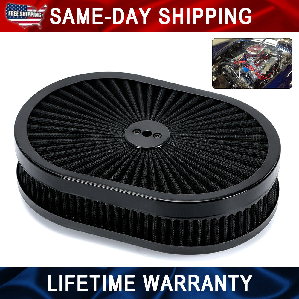 ya 5 8.7 12 Oval Fully Black Air Cleaner Element For 5-1/8¡± Carb Holley Edelbrock Etc
