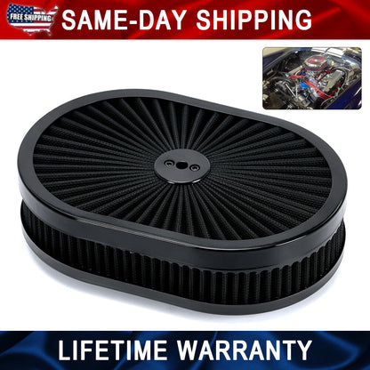 ya 5 8.7 12 Oval Fully Black Air Cleaner Element For 5-1/8¡± Carb Holley Edelbrock Etc