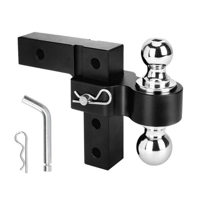 ya 5 8.7 Black Double Ball 6 Drop Adjustable Trailer Hook for 2 Receivers