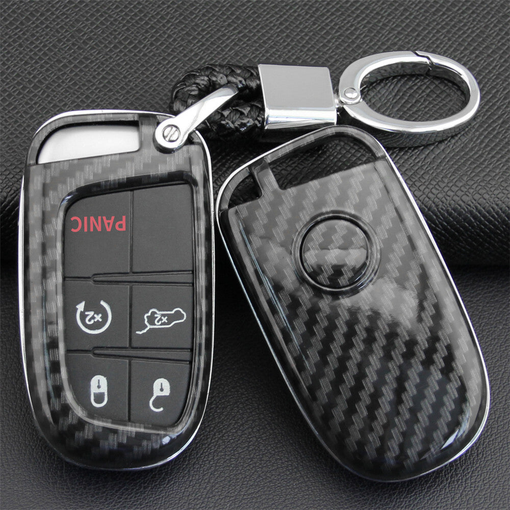 ya 2 6.26 Carbon Fiber Look Car Key Case Cover Holder for Jeep for Dodge for Chrysler Accessories