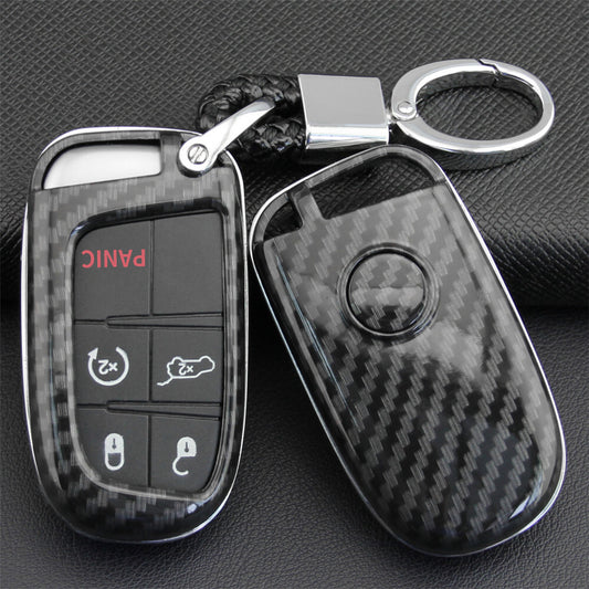 ya 2 6.26 Carbon Fiber Look Car Key Case Cover Holder for Jeep for Dodge for Chrysler Accessories