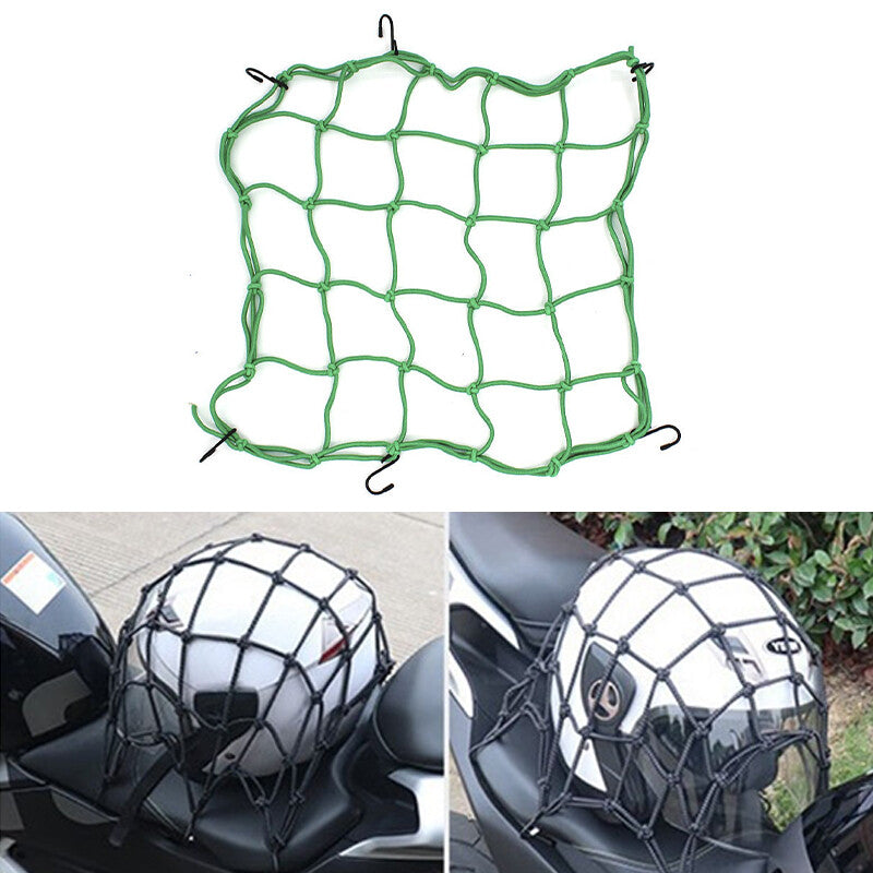 ya 12 5.21 40*40CM Motorcycle Elasticated Luggag Cargo Net Strong Webbing Straps Tie Green